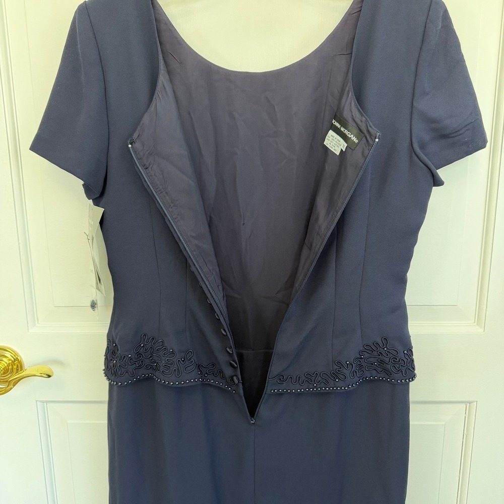 Donna Morgan Beaded Sheath Dress Women's 12 Navy‎ Blue